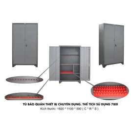 Tủ Đựng Súng Chia Ngăn Chống Gỉ Sơn Xám Thép CT3 An Toàn Cao 1920mm